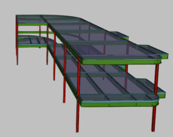 Modelo estructural de vivienda con entrepisos y voladizos